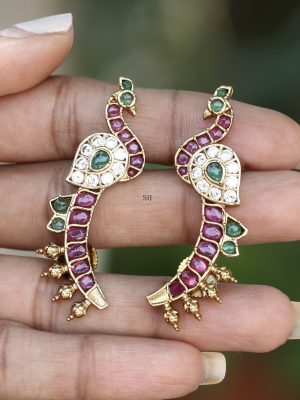 Peacock Design Kemp Stones Ear-Cuff