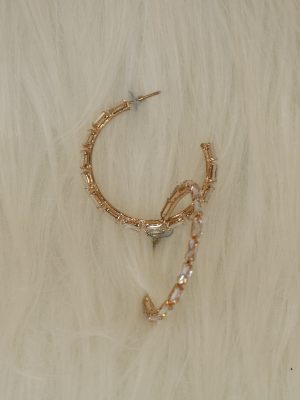 Rose Gold White Stones Hoop Designer Studs