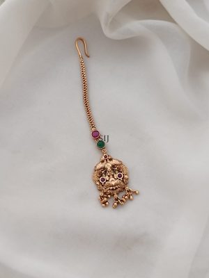 Ruby And Green Stone Lakshmi Maang Tikka