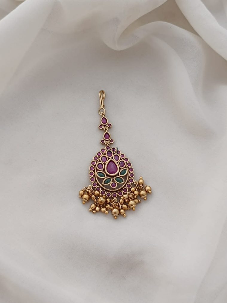 Ruby Stone Studded Maang Tikka