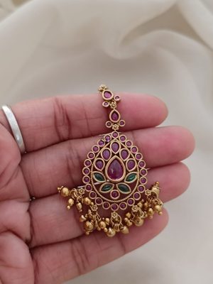 Ruby Stone Studded Maang Tikka