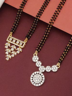 Set Of 2 Gold Covering American Diamond Mangalsutra Combo