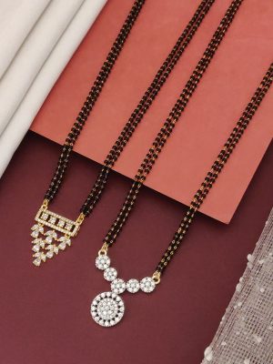 Set Of 2 Gold Covering American Diamond Mangalsutra Combo