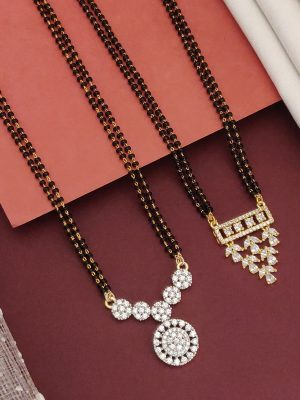 Set Of 2 Gold Covering American Diamond Mangalsutra Combo