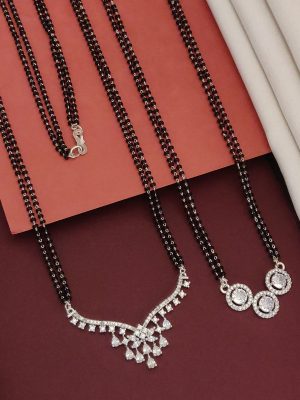 Set Of 2 Gold Plated American Diamond Mangalsutra Combo