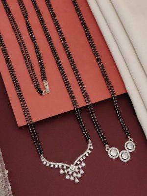 Set Of 2 Gold Plated American Diamond Mangalsutra Combo