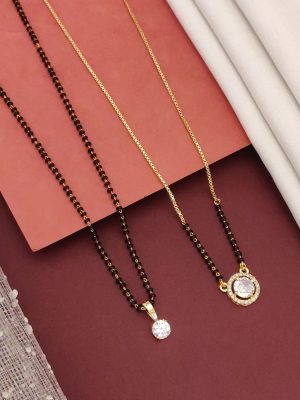 Set Of 2 Gold Plated American Diamond Mangalsutra Combo