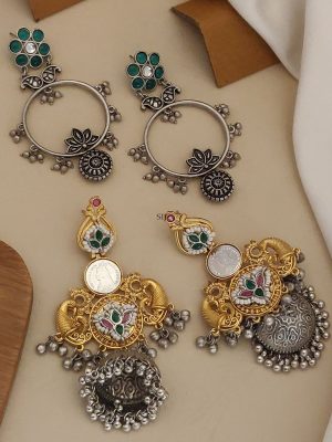 Set of 2 German & Gold Silver Plated Earring Combo