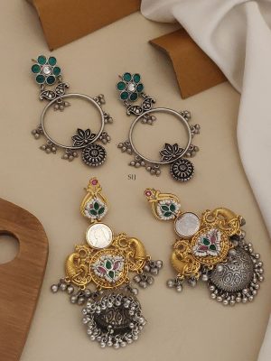 Set of 2 German & Gold Silver Plated Earring Combo