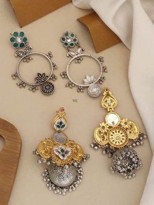 Set of 2 German & Gold Silver Plated Earring Combo