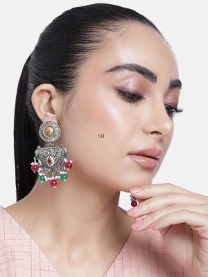 Set of 2 German Silver Plated Wedding Earring Combo