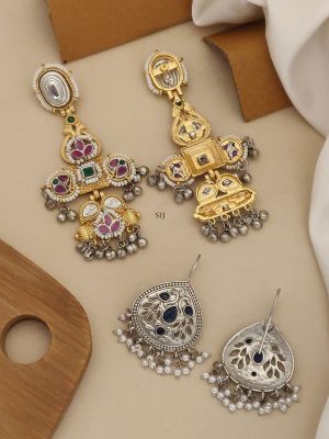 Set of 2 Gold & Silver Plated Earring Combo