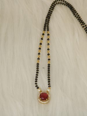 Stones Pendant with Black &Golden Beads Mangalsutra
