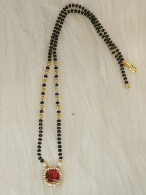 Stones Pendant with Black &Golden Beads Mangalsutra