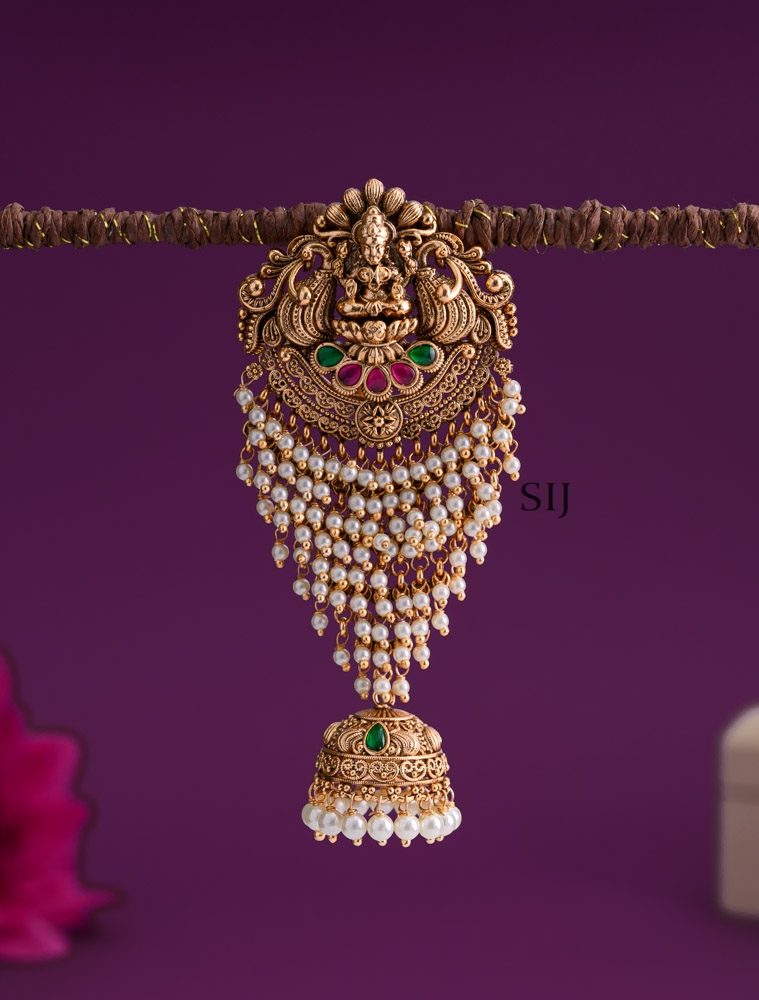 Temple Lakshmi Cluster Jhumki Dropped Jadai Billa
