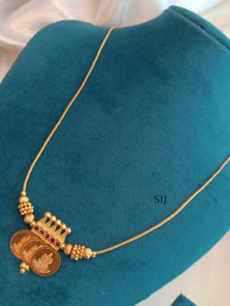 Temple Lakshmi Kasu Pendant Design Long Necklace