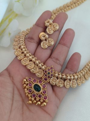 Temple Lakshmi Kasulu Long Haram Set