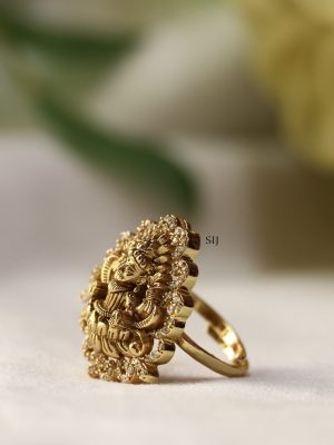 Temple Lakshmi Motif AD Stones Finger Ring