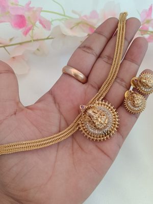 Temple Lakshmi Motif Attigai Necklace Set