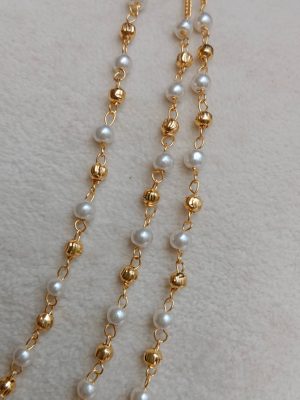 Three layer Gold Finish and Pearl Beaded Chain