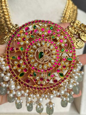 Traditional Jadau Kundan Pendant Kasumala Haram