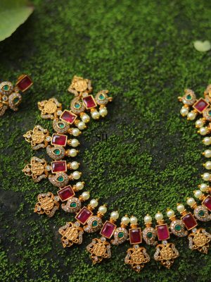 Traditional Mango Design Kasu Maala Necklace