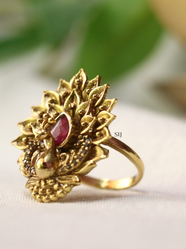 Traditional Peacock Designer AD Stones Finger Ring