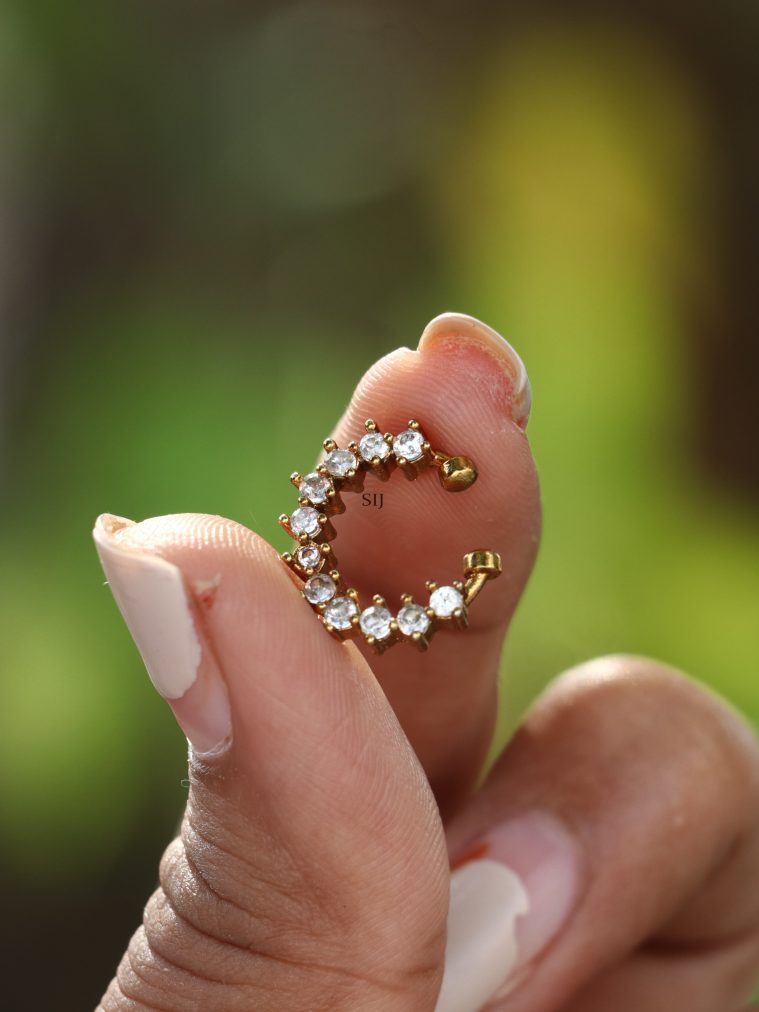 White Stone Light Weight Nose Ring