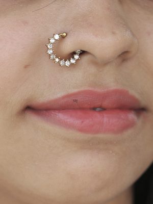 White Stone Light Weight Nose Ring