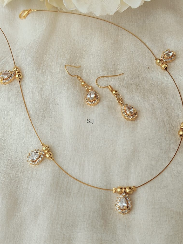 White Stones Studded Invisible Necklace