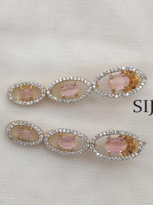 White And Baby Pink Stone Necklace AKSIN00010