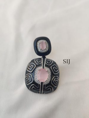 Silver Finish Enamel Earrings AKSIE00011