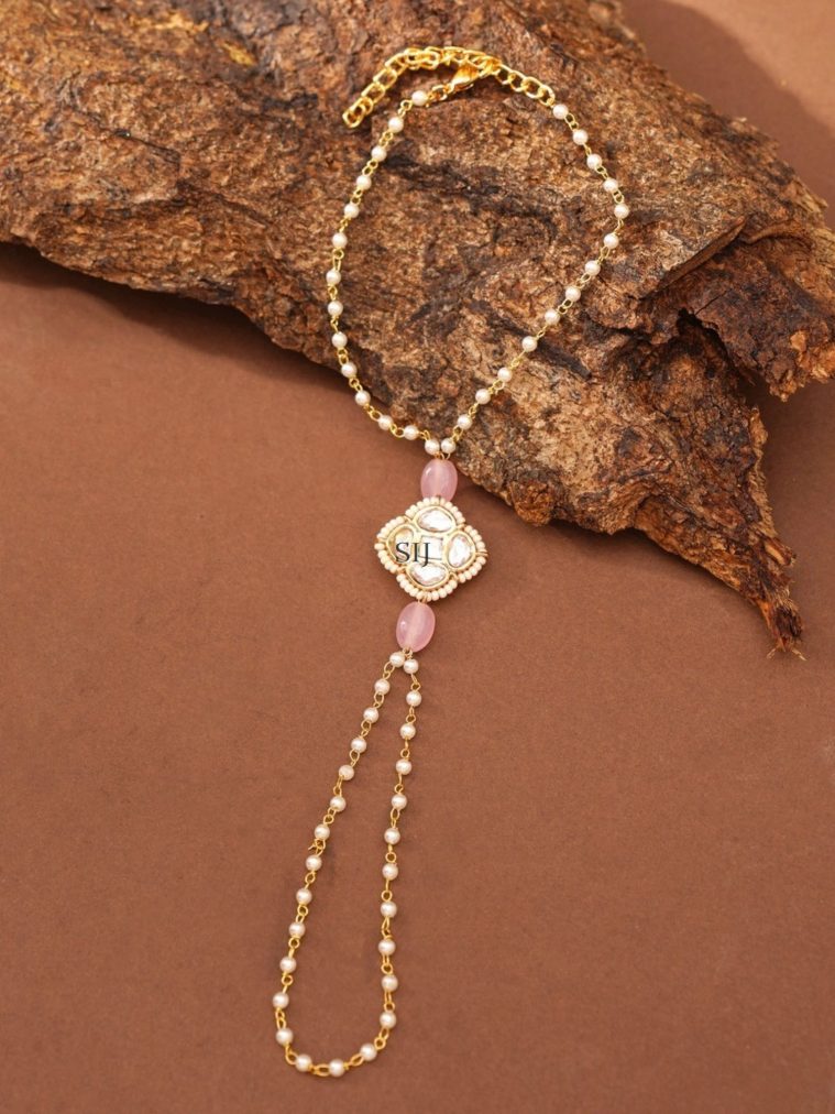 Pearl Kundan Hand Pocha Bracelet ABDIB01984