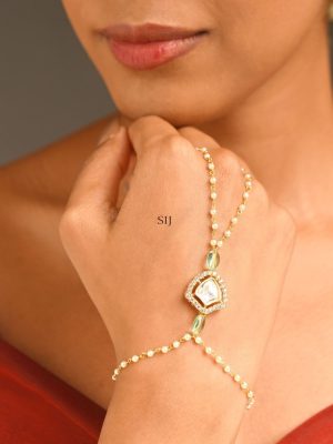 Pearl Kundan Hand Pocha Bracelet ABDIB01985