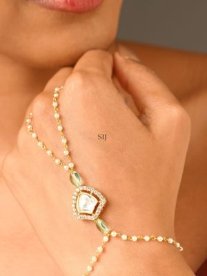 Pearl Kundan Hand Pocha Bracelet ABDIB01985