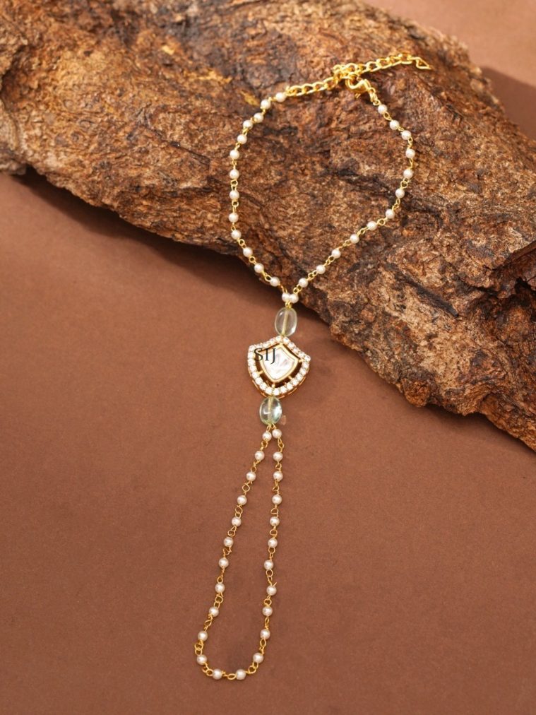 Pearl Kundan Hand Pocha Bracelet ABDIB01985