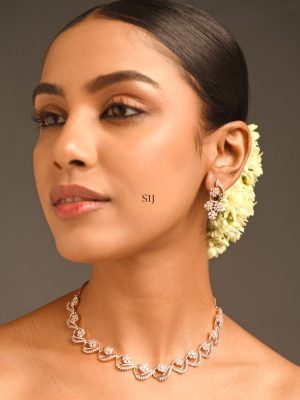 Rose Gold White Stones Necklace Set ABDIN01988