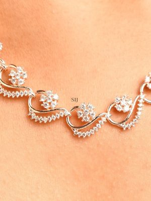 Rose Gold White Stones Necklace Set ABDIN01988