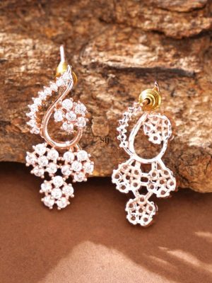 Rose Gold White Stones Necklace Set ABDIN01988