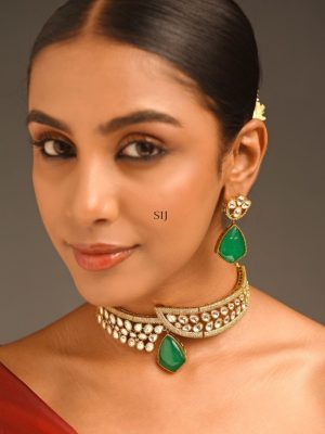 Green Polki Diamond Necklace ABDIN01989