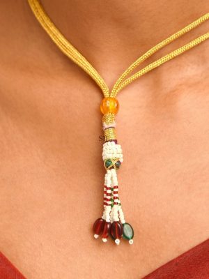 Multi Color Beads and Polki Necklace Set ABDIN01995