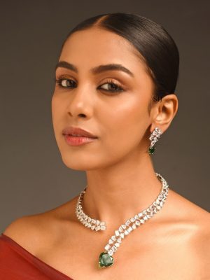 White AD Stone Silver Necklace ABDIN02012
