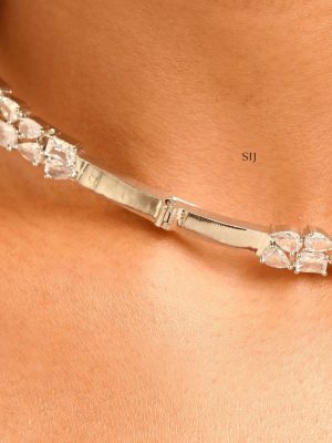 White AD Stone Silver Necklace ABDIN02012