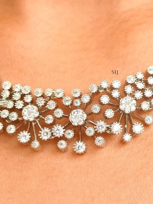 White AD Stone Silver Necklace ABDIN02013