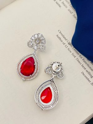 Red Stone Pendant Silver Chain ABDIPC02015