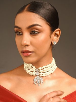 Pearl Stone Silver Choker ABDIC02016