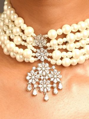 Pearl Stone Silver Choker ABDIC02016
