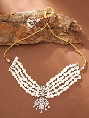 Pearl Stone Silver Choker ABDIC02016