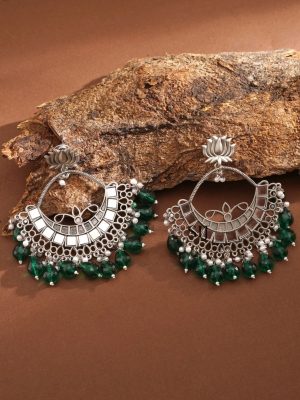 German Silver Chandbali Earrings ABDIE02026