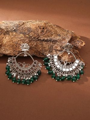 German Silver Chandbali Earrings ABDIE02026
